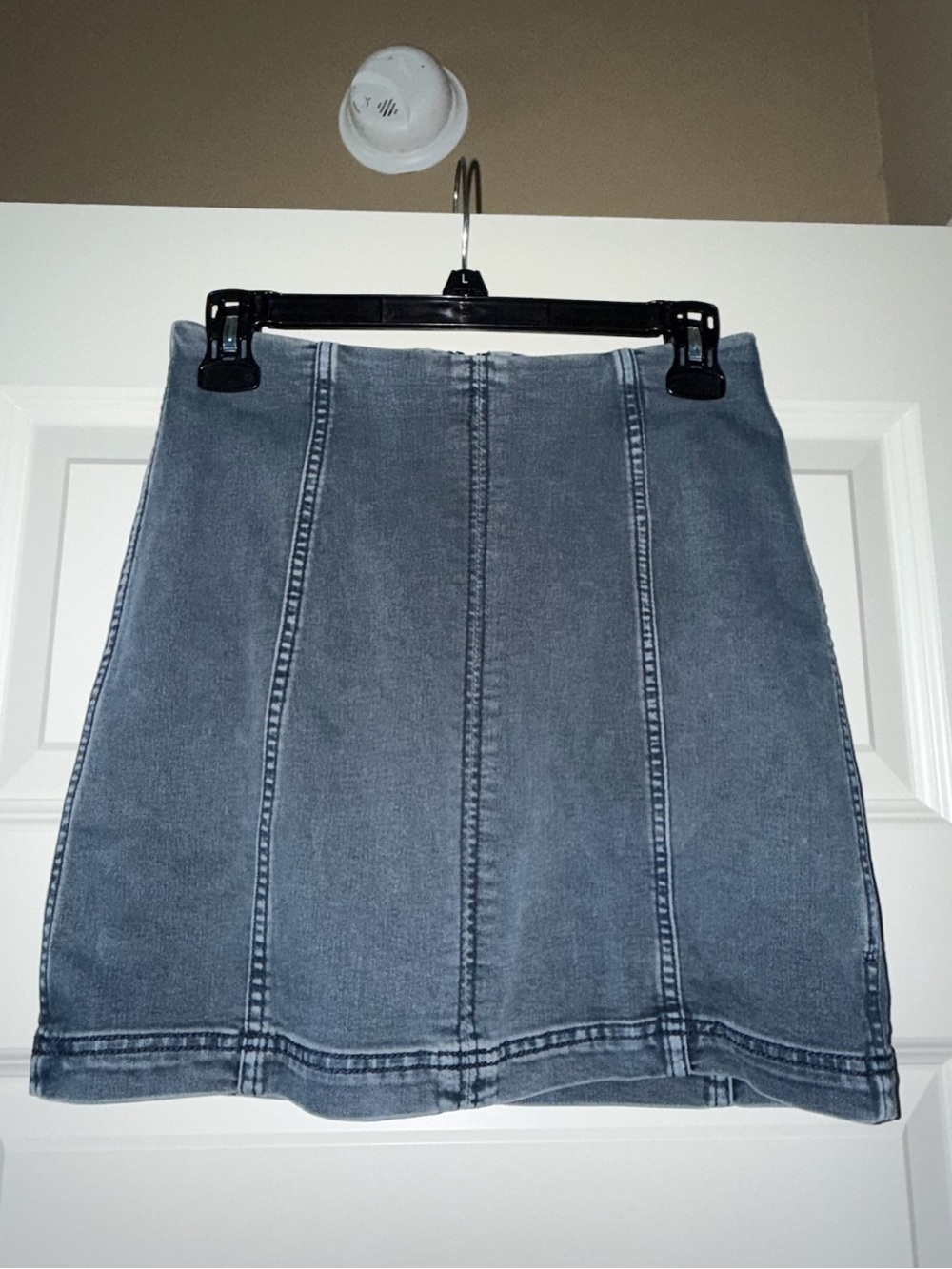 Free People Washed Gray Denim Mini Skirt
